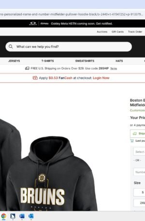Boston Bruins Personalized Name & Number Midfielder Pullover Hoodie - Black