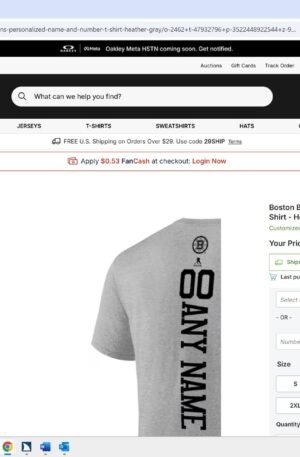 Boston Bruins Personalized Name & Number T-Shirt - Heather Gray