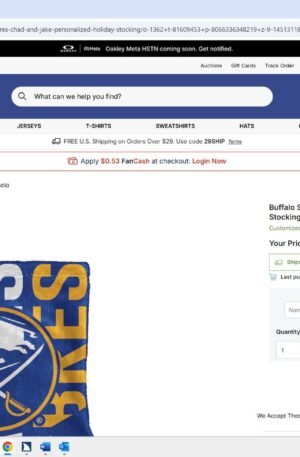 Buffalo Sabres Chad & Jake Personalized Holiday Stocking