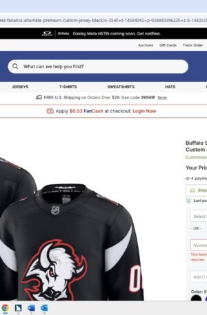 Buffalo Sabres Fanatics Alternate Premium Custom Jersey