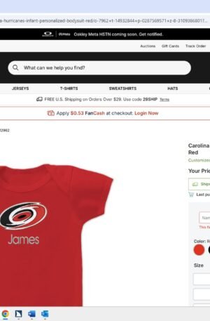 Carolina Hurricanes Infant Personalized Bodysuit