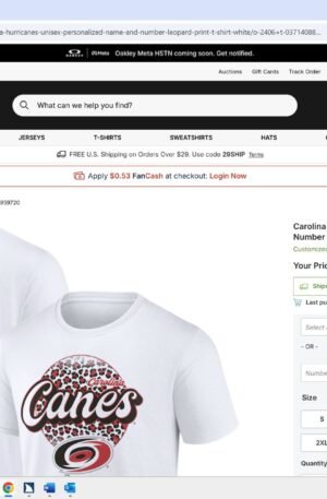 Carolina Hurricanes Unisex Personalized Name & Number Leopard Print T-Shirt - White