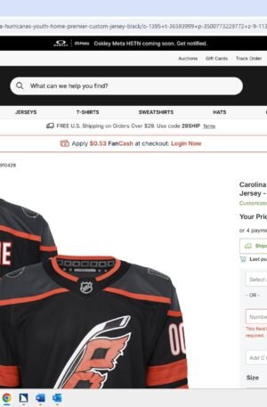 Carolina Hurricanes Youth Home Premier Custom Jersey - Black