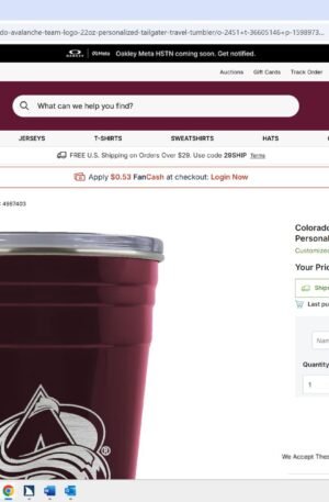 Colorado Avalanche Team Logo 22oz. Personalized Tailgater Travel Tumbler