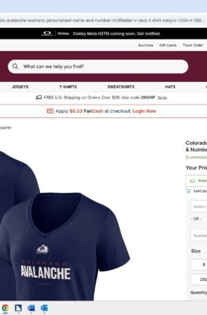 Colorado Avalanche Women's Personalized Name & Number Midfielder V-Neck T-Shirt - Navy