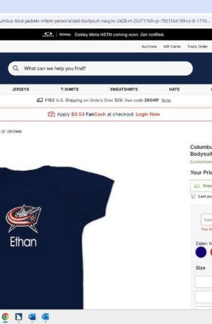 Columbus Blue Jackets Infant Personalized Bodysuit - Navy