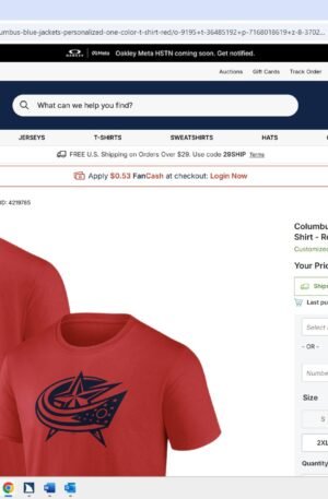 Columbus Blue Jackets Personalized One Color T-Shirt - Red