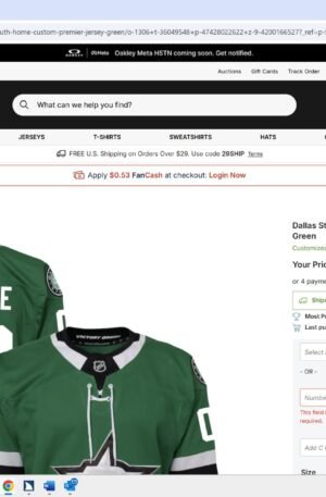Dallas Stars Youth Home Custom Premier Jersey - Green