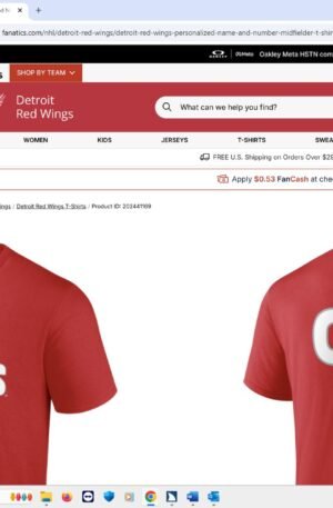 Detroit Red Wings Personalized Name & Number Midfielder T-Shirt