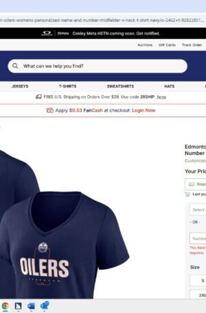 Edmonton Oilers Women's Personalized Name & Number Midfielder V-Neck T-Shirt - Navy