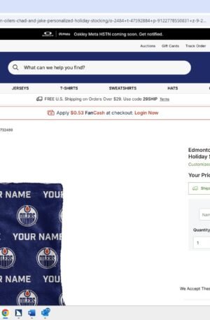Edmonton Oilers Chad & Jake Personalized Holiday Stocking