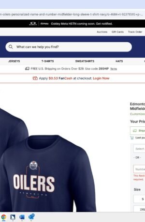 Edmonton Oilers Personalized Name & Number Midfielder Long Sleeve T-Shirt - Navy