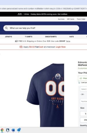 Edmonton Oilers Personalized Name & Number Midfielder T-Shirt - Navy