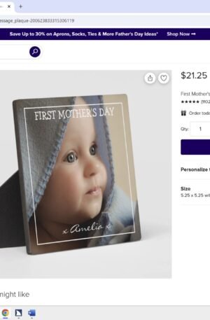 First Mother's day photo and message Plaque