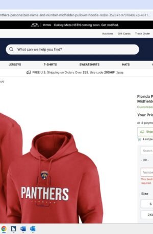 Florida Panthers Personalized Name & Number Midfielder Pullover Hoodie - Red