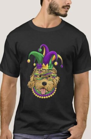 Funny Mardi Gras Dog Apparel Golden Doodle Dog Mom T-Shirt