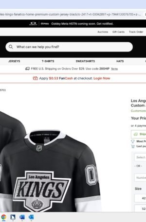 Los Angeles Kings Fanatics Home Premium Custom Jersey - Black
