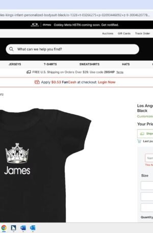 Los Angeles Kings Infant Personalized Bodysuit - Black