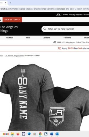 Los Angeles Kings Women's Personalized One Color V-Neck T-Shirt - Heathered Charcoal
