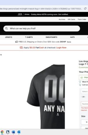 Los Angeles Kings Personalized Midnight Mascot Logo T-Shirt - Black