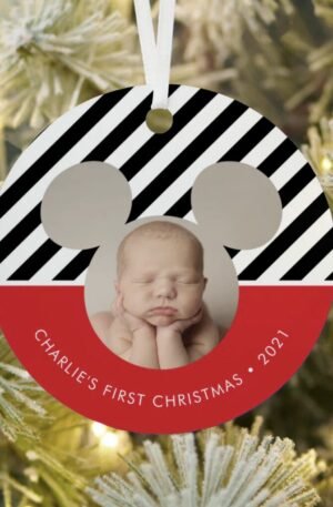 Mickey Mouse | Baby's First Christmas - Photo Metal Ornament