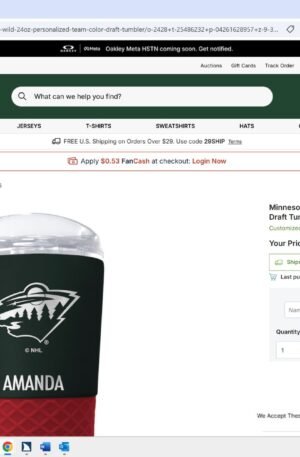 Minnesota Wild 24oz. Personalized Team Color Draft Tumbler