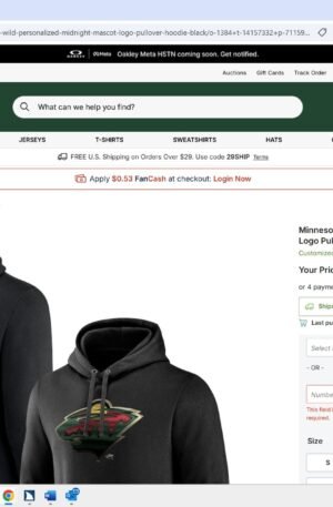 Minnesota Wild Personalized Midnight Mascot Logo Pullover Hoodie - Black
