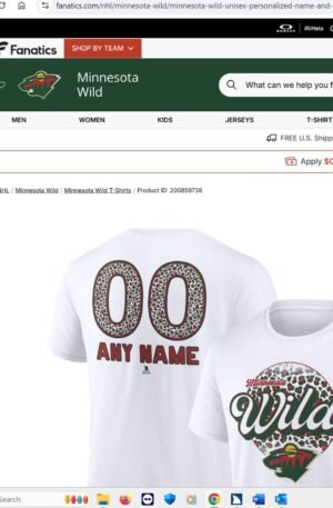 Minnesota Wild Unisex Personalized Name & Number Leopard Print T-Shirt - White