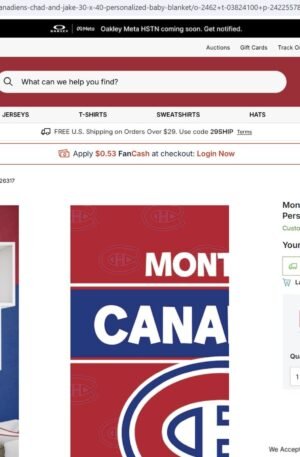 Montreal Canadiens Chad & Jake 30" x 40" Personalized Baby Blanket