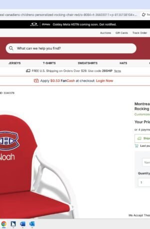 Montreal Canadiens Children's Personalized Rocking Chair - Red