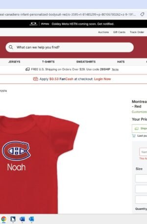 Montreal Canadiens Infant Personalized Bodysuit - Red