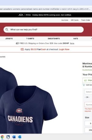 Montreal Canadiens Women's Personalized Name & Number Midfielder V-Neck T-Shirt - Navy