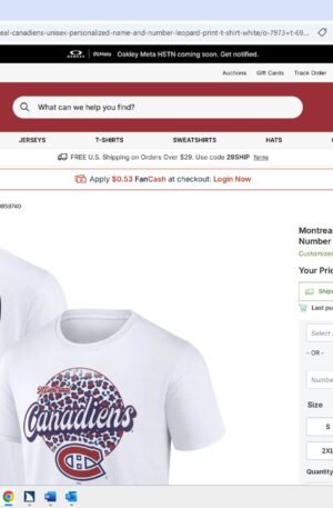 Montreal Canadiens Unisex Personalized Name & Number Leopard Print T-Shirt - White