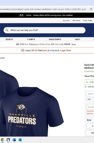 Nashville Predators Personalized Name & Number Midfielder T-Shirt - Navy