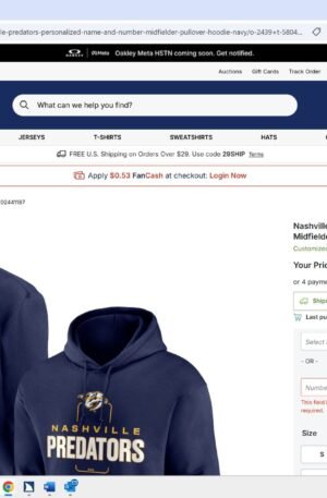 Nashville Predators Personalized Name & Number Midfielder Pullover Hoodie - Navy