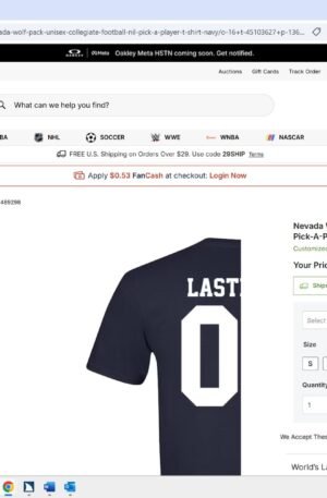Nevada Wolf Pack Unisex Collegiate Football NIL Pick-A-Player T-Shirt - Navy