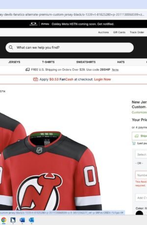 New Jersey Devils Fanatics Alternate Premium Custom Jersey