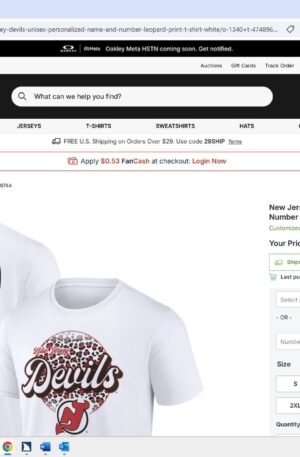 New Jersey Devils Unisex Personalized Name & Number Leopard Print T-Shirt - White