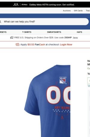 New York Rangers Personalized Name & Number Midfielder T-Shirt - Blue