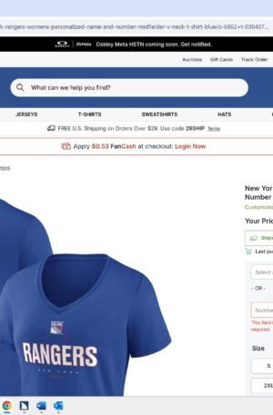 New York Rangers Women's Personalized Name & Number Midfielder V-Neck T-Shirt - Blue