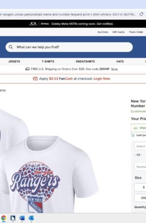 New York Rangers Unisex Personalized Name & Number Leopard Print T-Shirt - White