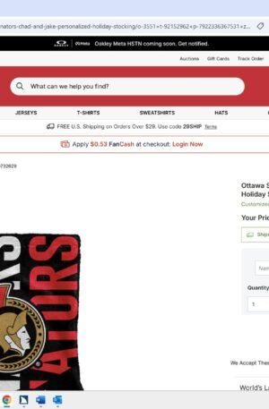 Ottawa Senators Chad & Jake Personalized Holiday Stocking