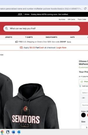 Ottawa Senators Personalized Name & Number Midfielder Pullover Hoodie - Black