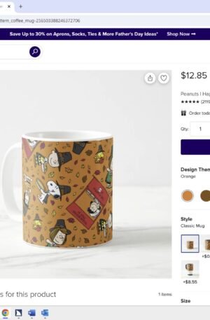 Peanuts | Happy Thanksgiving Pattern Coffee Mug