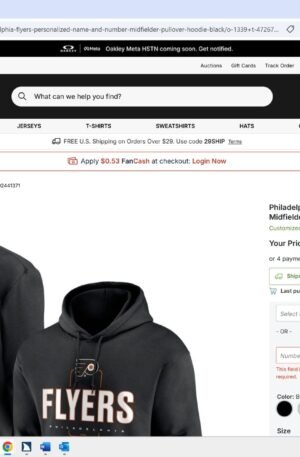 Philadelphia Flyers Personalized Name & Number Midfielder Pullover Hoodie - Black