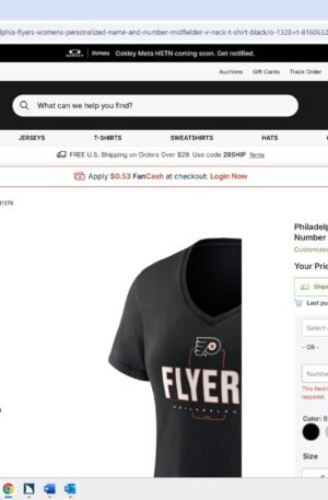 Philadelphia Flyers Women's Personalized Name & Number Midfielder V-Neck T-Shirt - Black