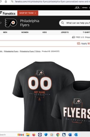 Philadelphia Flyers Personalized Name & Number Midfielder T-Shirt - Black