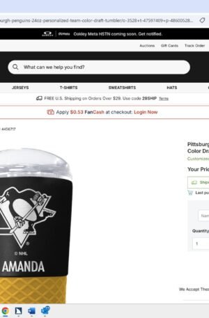Pittsburgh Penguins 24oz. Personalized Team Color Draft Tumbler