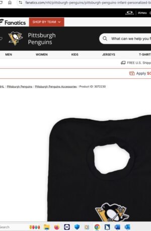 Pittsburgh Penguins Infant Personalized Bib - Black
