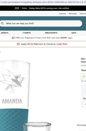 San Jose Sharks 3-Piece Personalized Homegating Drinkware Set